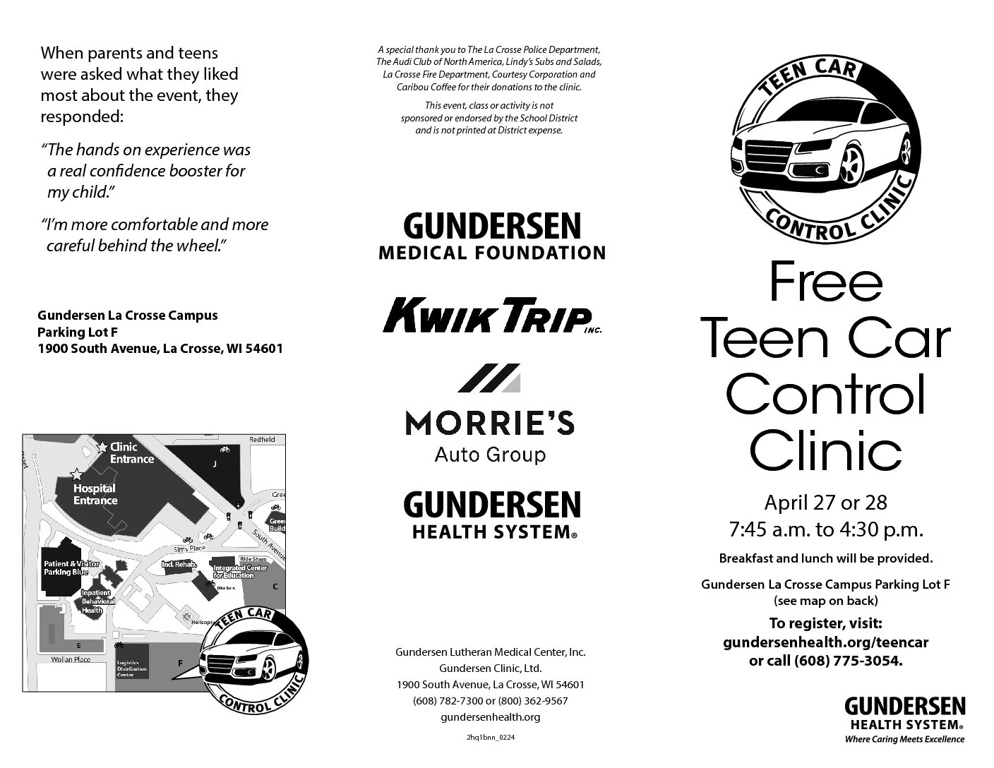 Gundersen Health System – Free Teen Car Control Clinic